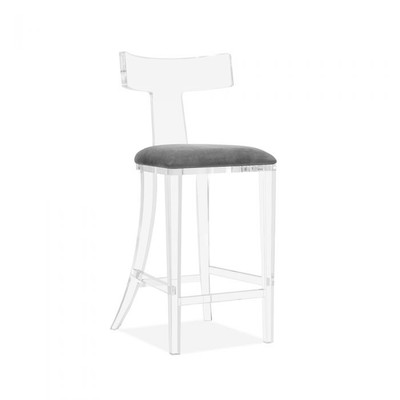 Interlude Home Tristan Klismos Bar Stool - Grey Velvet