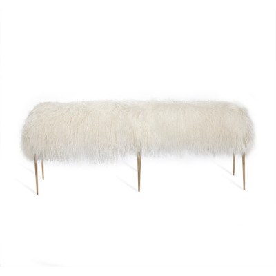 Interlude Home Stiletto Bench - Ivory Sheepskin