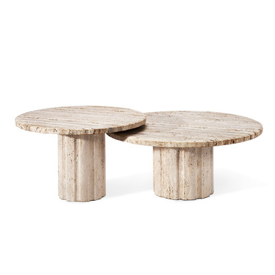 Interlude Home Amerigo Cocktail Table Set - Travertine - Set Of 2