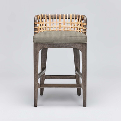 Interlude Home Palms Counter Stool - Grey Ceruse/ Sisal