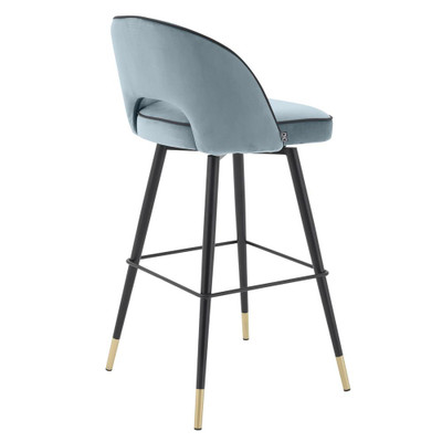 Eichholtz Cliff Bar Stool - Savona Blue Velvet - Set Of 2