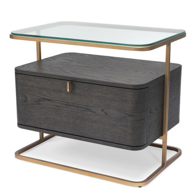 Eichholtz Augusto Bedside Table - Mocha Crown Oak Veneer