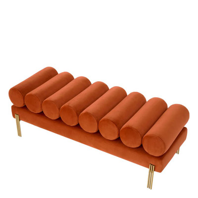Eichholtz Oxley Bench - Savona Orange Velvet Brushed Brass