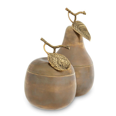 Eichholtz Apple & Pear Box - Vintage Brass - Set Of 2