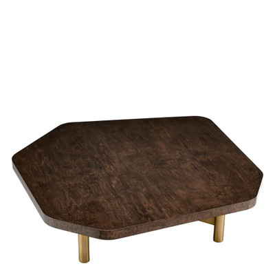 Eichholtz Oracle Coffee Table - Maple Veneer High Gloss Brushed Brass