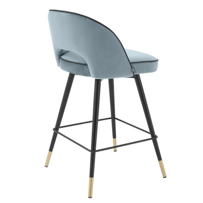 Eichholtz Cliff Counter Stool - Savona Blue Velvet - Set Of 2