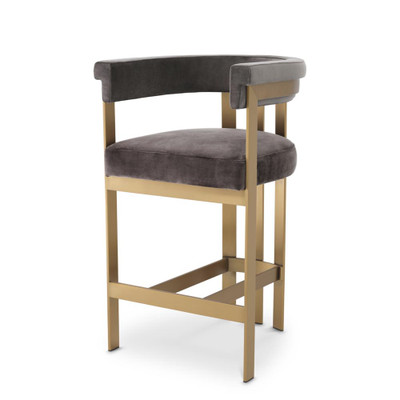 Eichholtz Clubhouse Counter Stool - Savona Grey Velvet