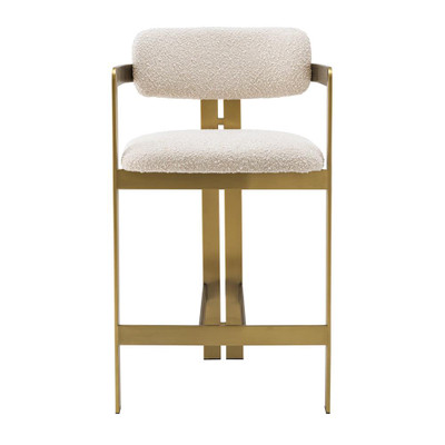 Eichholtz Donato Counter Stool - Brushed Brass Bouclé Cream