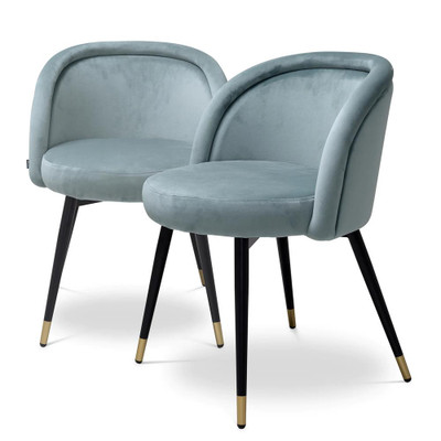 Eichholtz Chloé Dining Chair - Savona Blue Velvet - Set Of 2