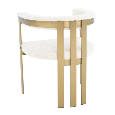 Eichholtz Clubhouse Dining Chair - Brushed Brass Bouclé Cream