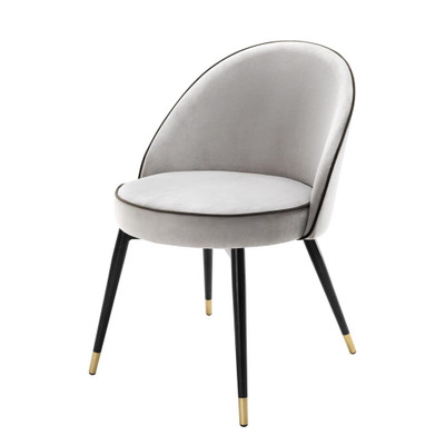 Eichholtz Cooper Dining Chair - Roche Light Grey Velvet - Set Of 2