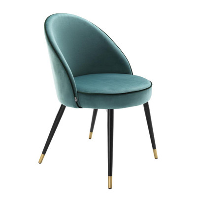 Eichholtz Cooper Dining Chair - Roche Turquoise Velvet - Set Of 2