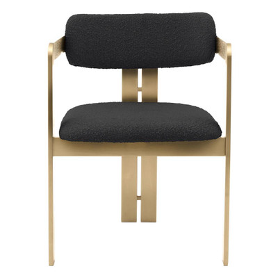 Eichholtz Donato Dining Chair - Brushed Brass Bouclé Black