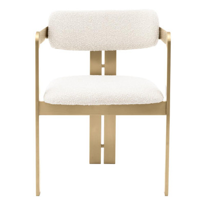 Eichholtz Donato Dining Chair - Brushed Brass Bouclé Cream