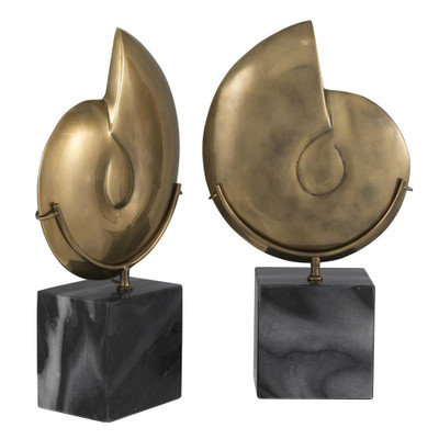 Eichholtz Ammonite Object - Vintage Brass - Set Of 2