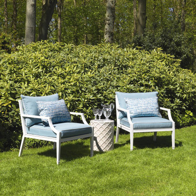 Eichholtz Bella Vista Outdoor Chair - Vista White Sunbrella Mineral Blue