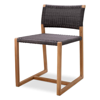 Eichholtz Griffin Outdoor Dining Chair - Natural Teak Grey Weave