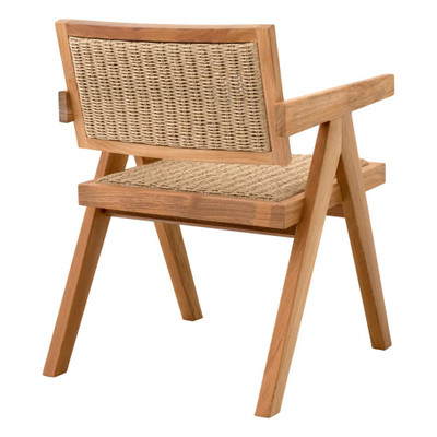 Eichholtz Kristo Outdoor Dining Chair - Natural Teak Natural Weave
