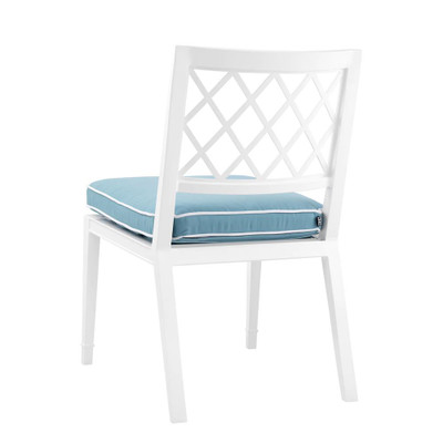 Eichholtz Paladium Outdoor Dining Chair - White Sunbrella Mineral Blue