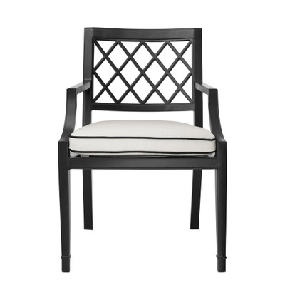 Eichholtz Paladium Outdoor Dining Chair - With Arm Black Sunbrella Canvas