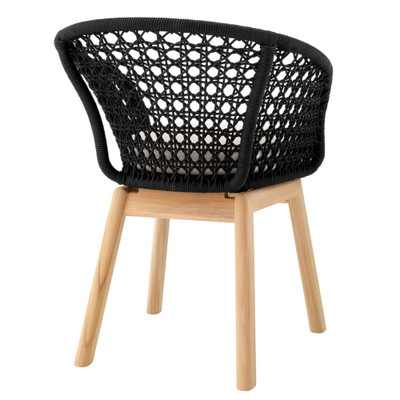 Eichholtz Trinity Outdoor Dining Chair - Black Weave Flores Off-White