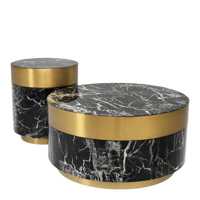 Eichholtz Caron Side Table - Faux Black Marble