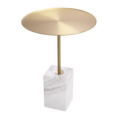 Eichholtz Cole Side Table - Brushed Brass White Marble