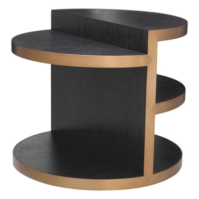 Eichholtz Nilo Side Table - Charcoal Grey Oak Veneer Brushed Brass