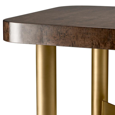 Eichholtz Oracle Side Table - Maple Veneer High Gloss Brushed Brass