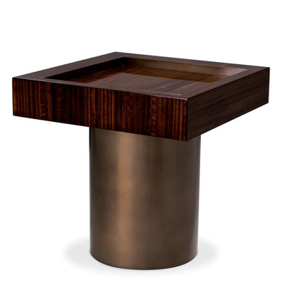 Eichholtz Otus Side Table - Square Eucalyptus Veneer Bronze