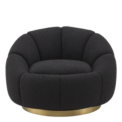 Eichholtz Inger Swivel Chair - Bouclé Black