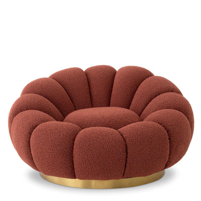 Eichholtz Mello Swivel Chair - Bouclé Rouge