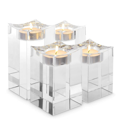 Eichholtz Giancarlo Tealight Holder - L Crystal Glass - Set Of 4