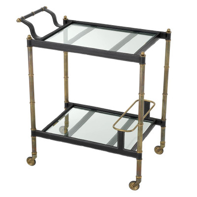 Eichholtz Princess Trolley - Vintage Brass Black Leather