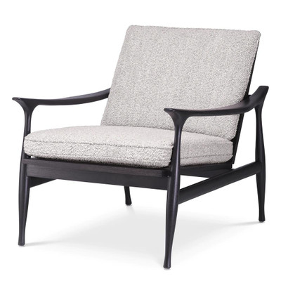 Eichholtz Manzo Chair - Classic Black Bouclé Grey Incl Cushions