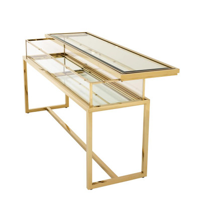 Eichholtz Harvey Console Table - Sliding Top Gold