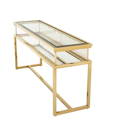 Eichholtz Harvey Console Table - Sliding Top Gold