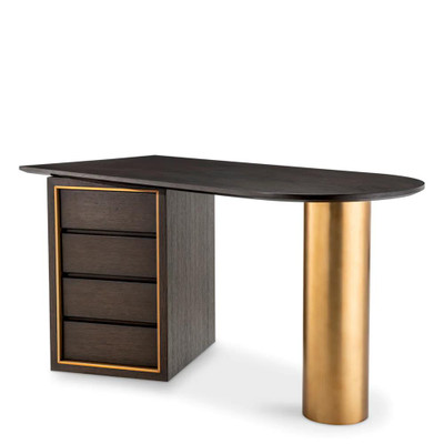 Eichholtz Del Desk - Rio Mocha Oak Veneer Brushed Brass