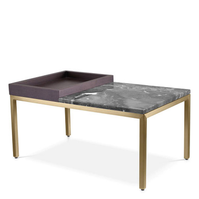 Eichholtz Forma Side Table - Brushed Brass Finish Grey Marble