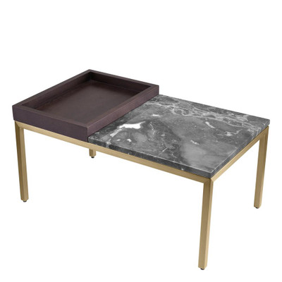 Eichholtz Forma Side Table - Brushed Brass Finish Grey Marble