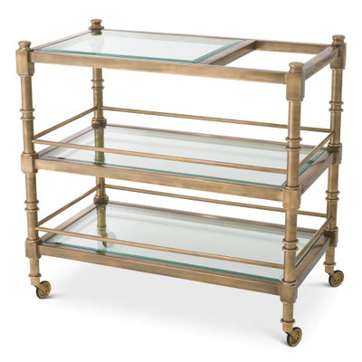 Eichholtz Alexia Trolley - Vintage Brass Bevelled Clear Glass