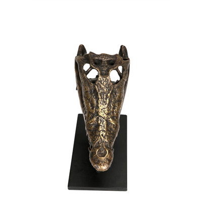 Noir Brass Alligator On Stand - Small