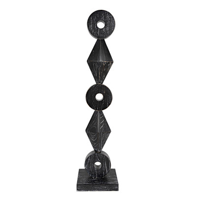 Noir Totem Sculpture - Cinder Black