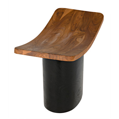 Noir Corum Stool - Teak And Charcoal Black