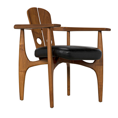 Noir Kato Chair - Teak With Leather