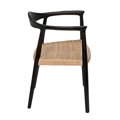 Noir Dallas Chair - Black Burnt With Rattan