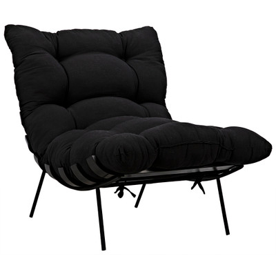 Noir Hanzo Chair With Steel Legs - Charcoal Black