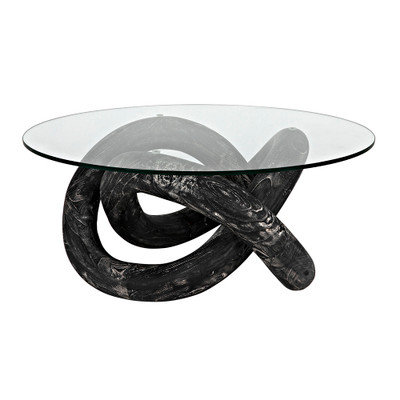 Noir Phobos Coffee Table - Cinder Black With Glass