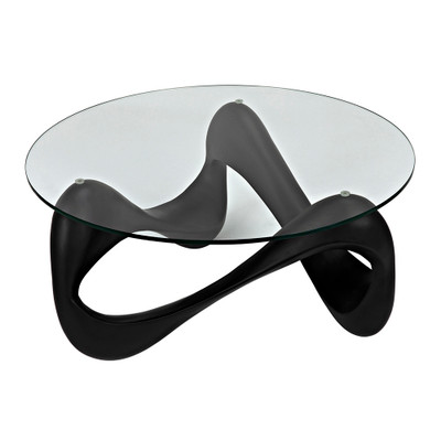 Noir Orion Coffee Table - Black Resin Cement With Glass