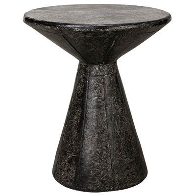 Noir Pedestal Side Table - Black Fiber Cement